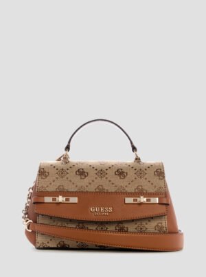 Brown logo melinda top handle flap bag