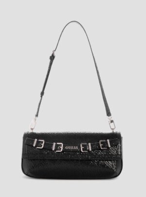 Black dovie flap shoulder bag