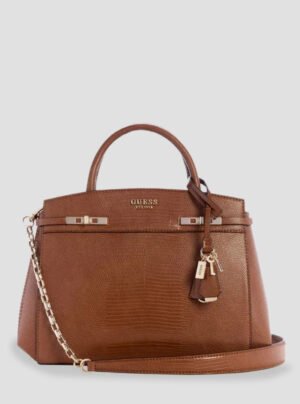 Brown melinda triple compartment satchel bag