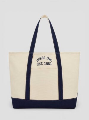 Natural blue summerline large tote bag