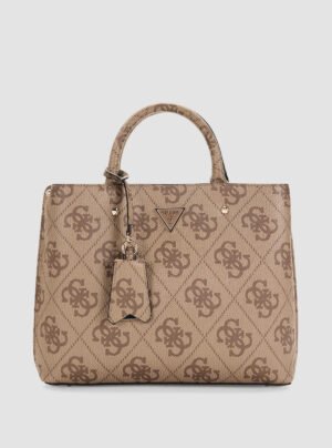 Brown logo meridian ii girlfriend satchel bag