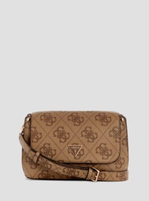 Brown logo meridian ii flap crossbody bag