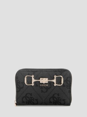 Black logo janie medium zip around wallet