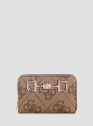 Brown logo janie medium zip around wallet