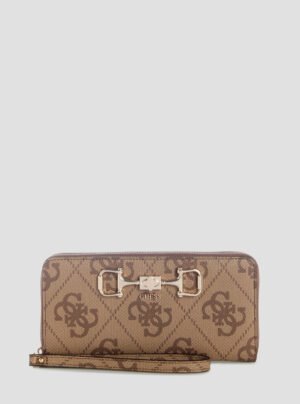 Brown logo janie large zip around wallet