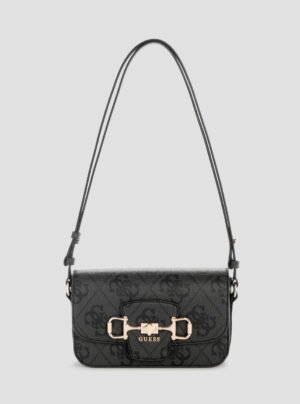 Black logo janie convertible crossbody flap bag