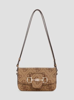 Brown logo janie convertible crossbody flap bag
