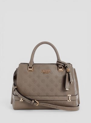 Dark taupe logo zarela luxury satchel bag