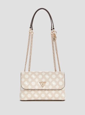 Beige logo daryna crossbody bag
