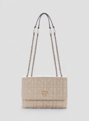 Beige edita convertible crossbody flap bag