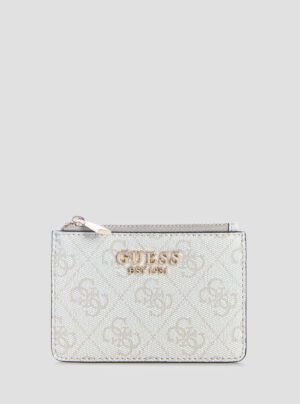 White logo laurel credit card case