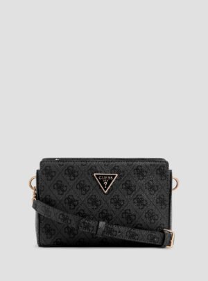 Black meridian top zip crossbody bag