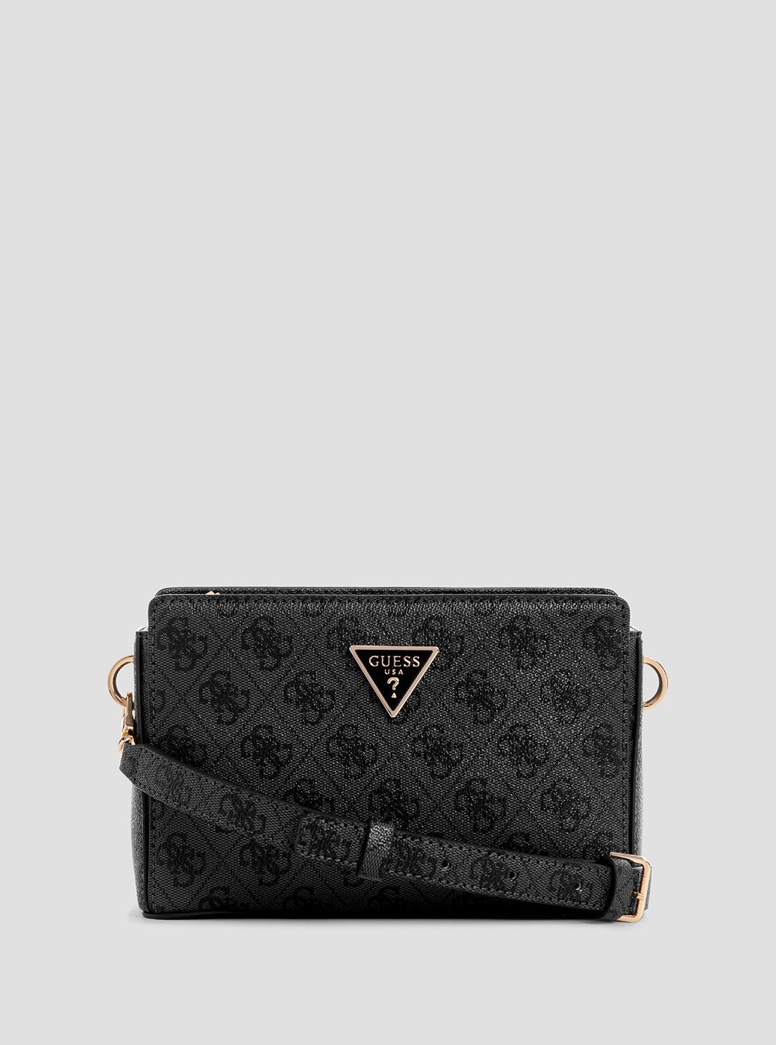 Black meridian top zip crossbody bag