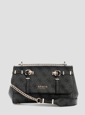 Black logo leona convertible crossbody flap bag