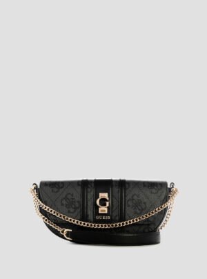 Black logo erenia convertible crossbody flap