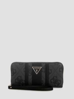 Black logo laurel ii large zip around wallet