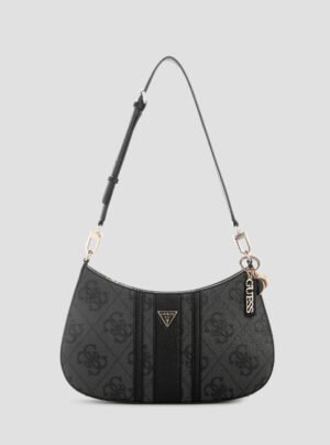 Black logo noelle ii top zip shoulder bag