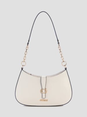 White carrie top zip shoulder bag