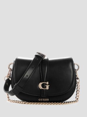 Black carrie mini flap crossbody bag