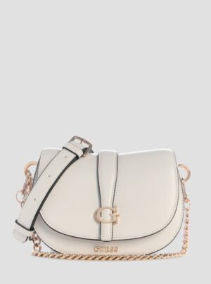 White carrie mini flap crossbody bag