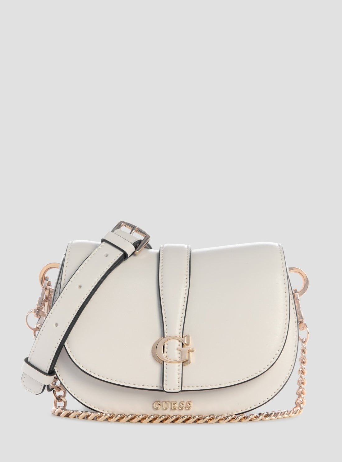 White carrie mini flap crossbody bag