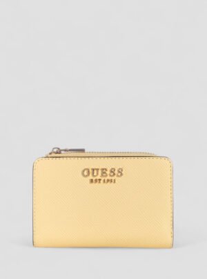 Yellow laurel zip-around card case