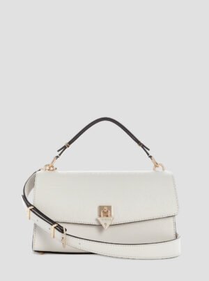 White patsie top handle flap bag