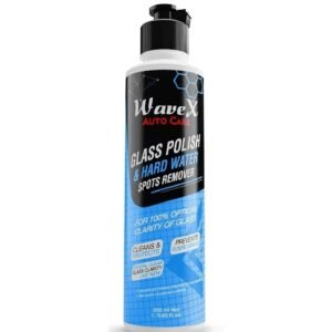 WAVEX Glass Polish & Hard Water Stain Remover, water spot 350ml | Fine Grit 2500 Aluminium Oxide & Silicon Carbide Car Polish for Windshield, Glass & Mirrors | Provides Optical Clarity