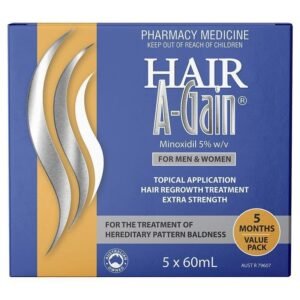 Hair A-Gain Hair Regrowth Treatment Extra Strength for Men & Women – 5 Month Value Pack – 5 x 60ml