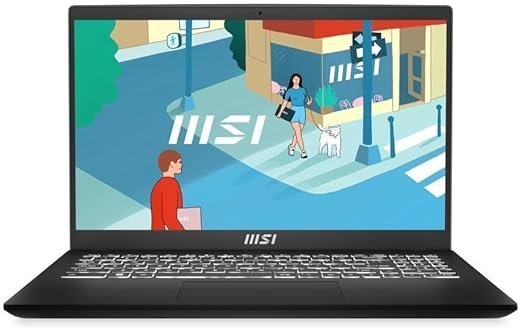 MSI Modern 15 B12M 15.6" Laptop, 1080p Thin Bezel Display, i7-1255U Processor, 16GB RAM 512GB SSD, WiFi 6, USB-C PD Charging, Windows 11 Home, Ultra Light