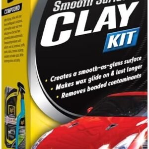 Meguiar’s Smooth Surface Clay Kit – Includes 2 x 50g Premium Clay Bars, Quik Detailer 473ml and Microfibre Cloth 40cm x 40cm – Clay Bar Kit for Car Detailing – Automotive Detailing Clay