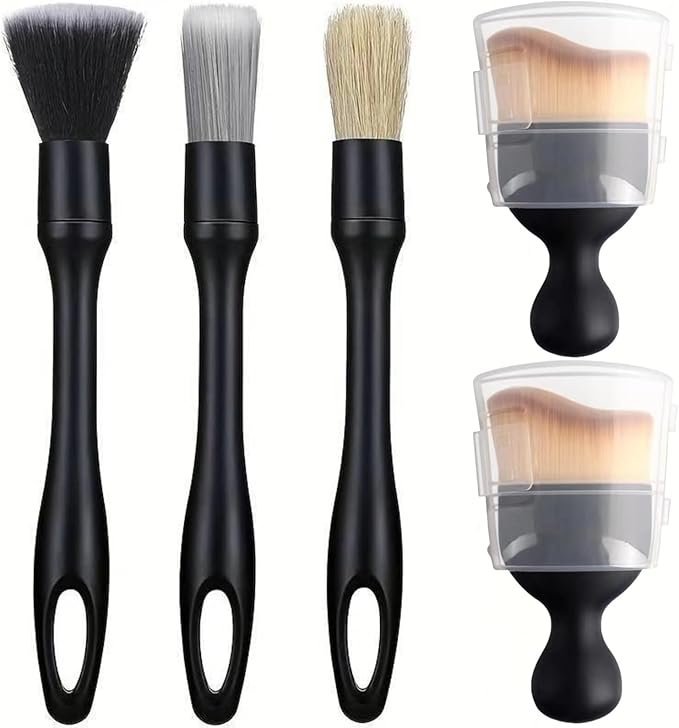 5 Pieces Car Detail Brushes Interior Cleaning Brushes, 3 Soft Premium Detail Brushes and 2 Interior Cleaning Lint Brushes for cleaning the interior and exterior of your car