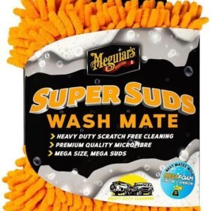 Meguiar’s Super Suds Wash Mate – Super Soapy Suds – Sponge for Washing Car – Removes Dirt and Grime on Paint, Glass, Plastic and Chrome – Professional Grade Microfibre Sponge for Car Washing
