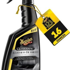 Meguiar’s Ultimate Leather Detailer, 473 ml | Gently Removes Dirt and Residue from Interior Leather Surfaces | Restores Natural Look with Satin Finish