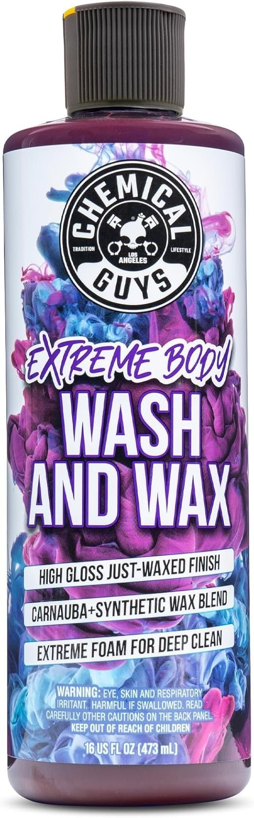Chemical Guys Extreme Bodywash & Wax Foaming Car Wash Soap, (Works with Foam Cannons, Foam Guns or Bucket Washes) Safe for Cars, Trucks, Motorcycles, RVs & More, 473 ml (2 Pack), Grape Scent
