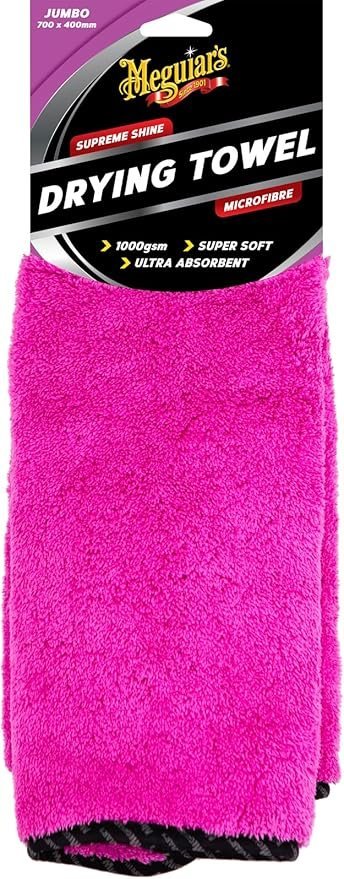 Meguiar's Jumbo Supreme Shine Drying Towel - Super Absorbent, Microfibre Cleaning and Detailing Cloth for Cars - Reusable and Machine Washable Best Car Drying Towels - 70 cm x 40 cm