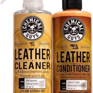 Chemical Guys Leather Cleaner and Leather Conditioner for Use on Leather Apparel, Furniture, Car Interiors, Shoes, Boots, Bags & More (2-473 ml Bottles)