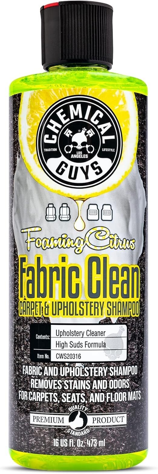 Chemical Guys Foaming Citrus Fabric Clean Carpet And Upholstery Shampoo And Odor Eliminator, Safe for Cars, Trucks, SUVs, Motorcycles, RVs & More, 473 ml