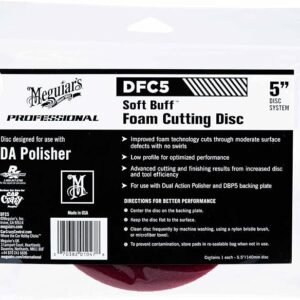 Meguiar’s Soft Buff DA Foam Cutting Disc – Eliminates Swirls, Scratches, Buff Trails and Oxidation – Foam Buffing Pads – Superior Finish for Automotive Painted Surfaces – 5.5in / 140mm