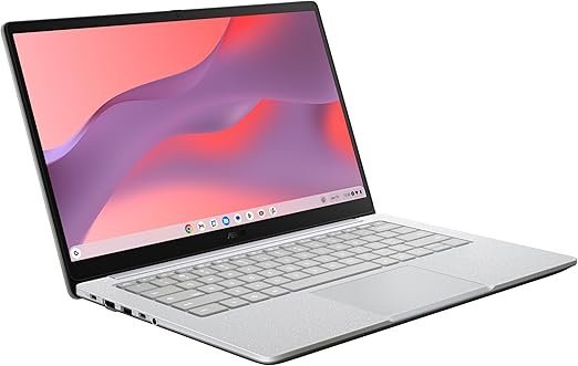 ASUS ChromeBook Laptop. 14.0-inch FHD (1920 x 1080) 16:9 Display. Intel Celeron N4500 Processor 1.1 GHz (up to 2.8 GHz, 2 cores). LPDDR4X 4GB RAM. 128G eMMC Storage. Wi-Fi 6. ChromeOS.