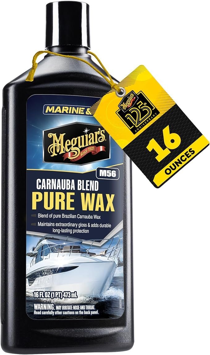 Meguiar’s Marine and RV Pure Wax - Blends Pure Brazilian Carnauba Wax with Polymers and Resins to Provide Enhanced Gloss and Long-Lasting Protection