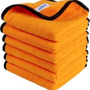 MR.SIGA Professional Premium Microfiber Towels for Household Cleaning, Dual-Sided Car Washing and Detailing Towels, Gold, 15.7 x 23.6 inch, 6 Pack
