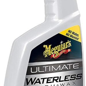 Meguiar’s Ultimate Waterless Wash and Wax, 26 Oz | No Scratch Formula Gently Cleans and Adds Wax Protection in One Step | No Hose or Rinsing Required with Polymer Gloss Finish