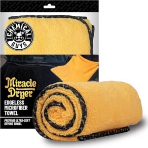 Chemical Guys _MIC721 Miracle Dryer Microfiber Drying Towel, (Great for Cars, Trucks, SUVs, RVs, Motorcycles & More), Yellow (36″ x 25″)