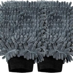 2 Pcs Microfiber Car Wash Mitt, Soft Chenille Weave Microfibre Cloth for Scratch-Free Cleaning, Suitable for Wash Car Detailing Cleaning Home Use, Ideal for Gentle Paint Care and Daily Vehicle