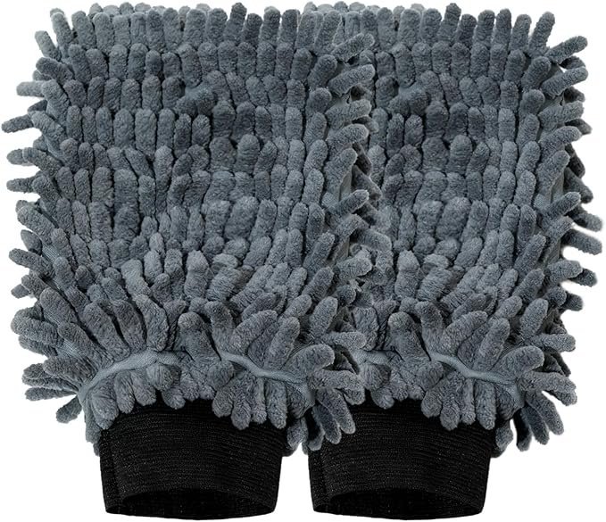 2 Pcs Microfiber Car Wash Mitt, Soft Chenille Weave Microfibre Cloth for Scratch-Free Cleaning, Suitable for Wash Car Detailing Cleaning Home Use, Ideal for Gentle Paint Care and Daily Vehicle