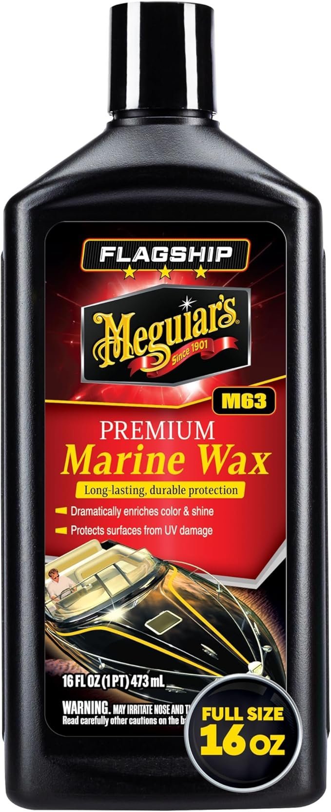 Meguiar's Flagship Premium Marine Wax, 473 ml | Formulated to Shield Gel Coat and Fiberglass Finishes | Helps Prevent Fading and Dullness | Provides Advanced UV Paint Protection