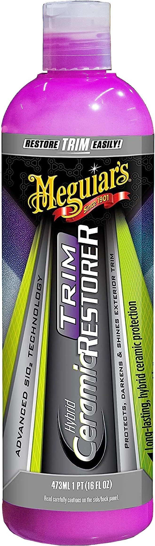 Meguiar's Hybrid Ceramic Trim Restorer, 473 ml | Long Lasting Hybrid Ceramic Protection | Restores Darkness and Shine to Unpainted Exterior Plastic and Vinyl Trim Using Advanced SiO2 Technology