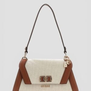 Beige brown karnilla flap shoulder bag