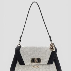Beige black karnilla flap shoulder bag